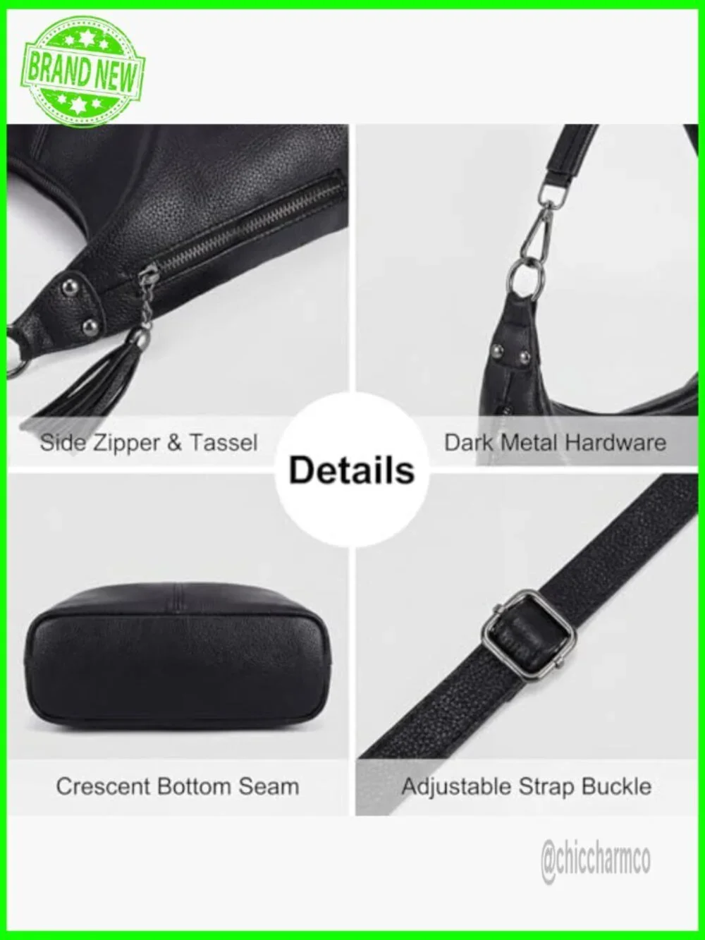 Small Hobo Bag with Adjustable Strap, Removable Handles, Multiple Pockets